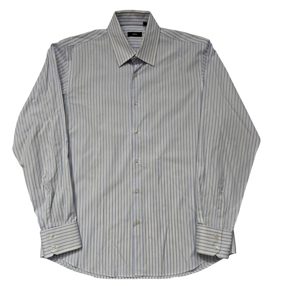 Hugo Boss Other - Hugo Boss Shirt Mens 16‎ 34/35 Blue White Striped Button Up Long Sleeve Dress